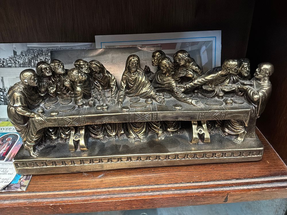 Lot 94: A Collection of Religious Items Including a Last Supper Relief Sculpture and Plymouth Methodist Mission Ephemera