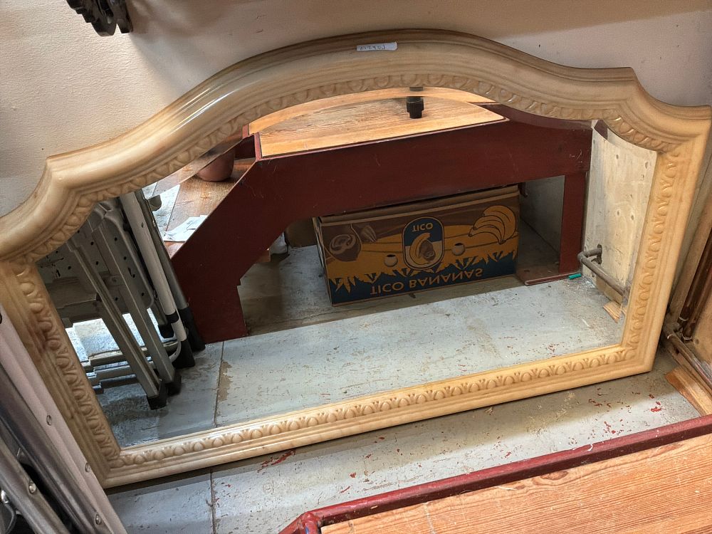 Lot 109: A Large Neoclassical Style Carved Simulated Marble Overmantel Wall Mirror