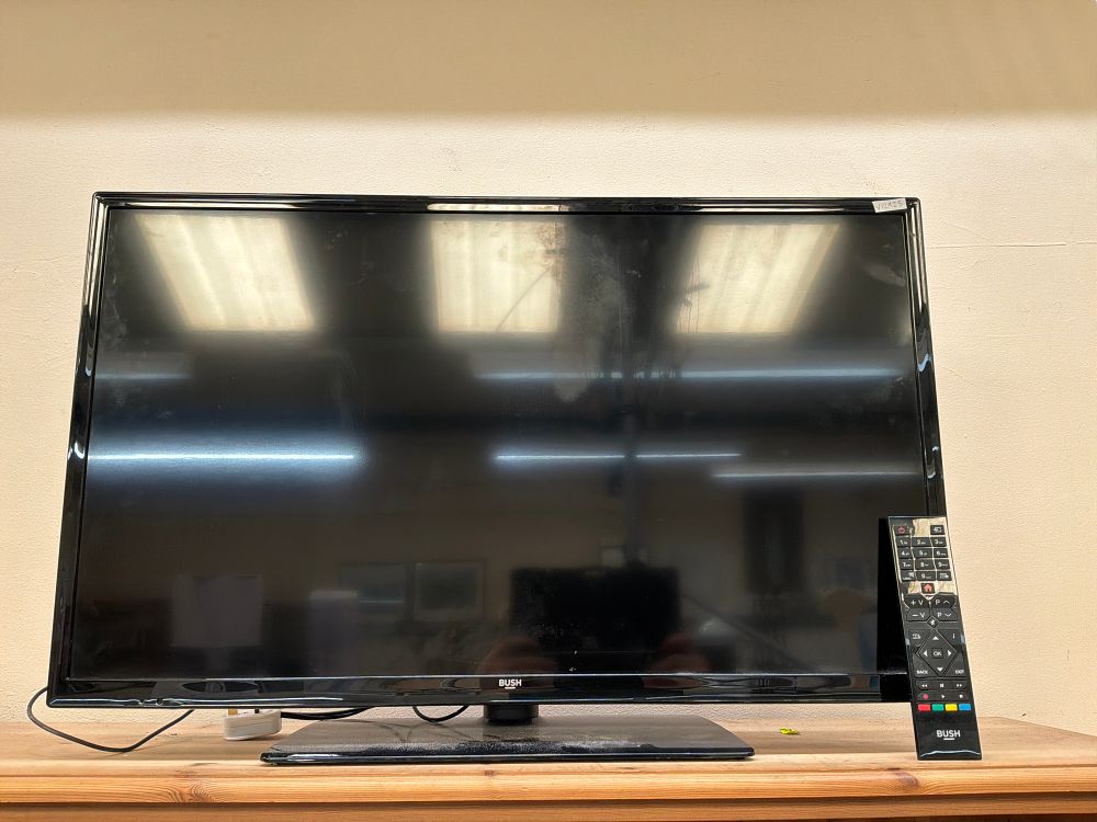 Lot 190: A Bush Brand Flatscreen Television with Stand and Remote Control