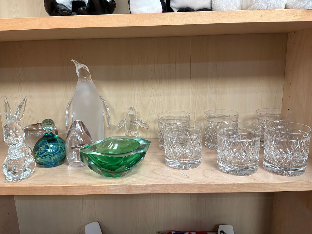 Lot 220: A Collection of Glass and Lead Crystal Ornaments and Tudor Crystal Tumblers