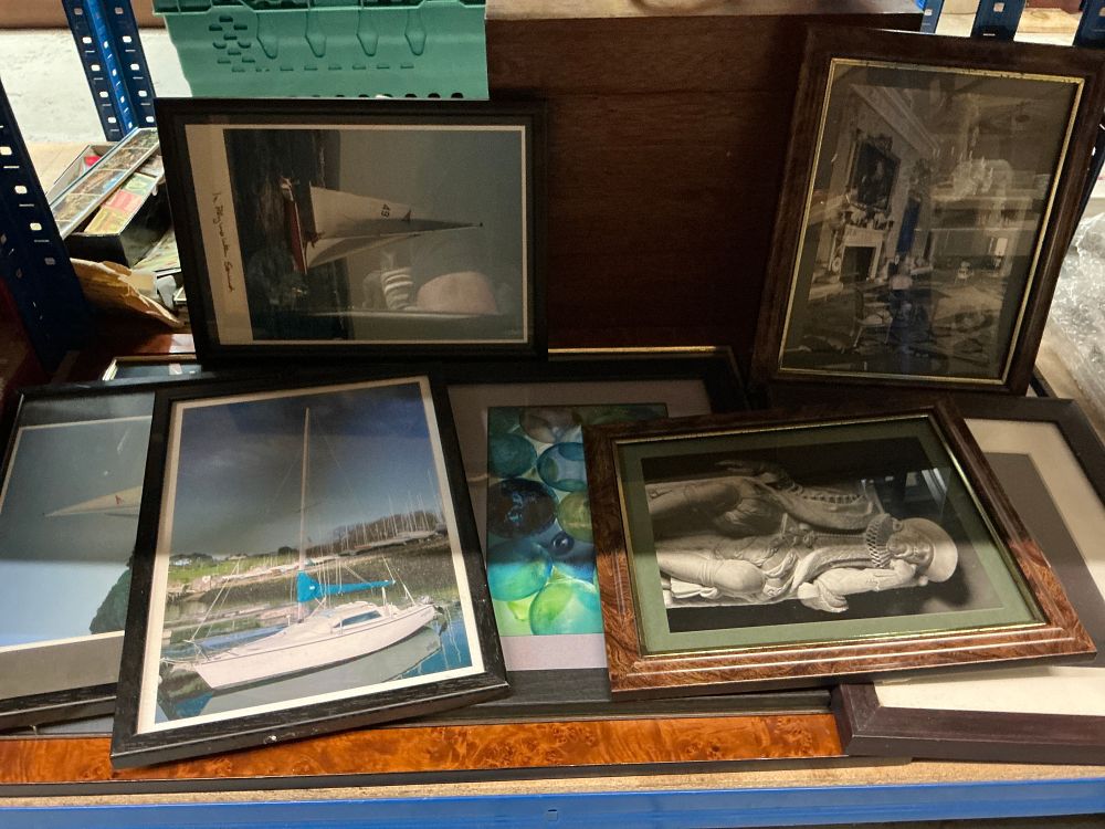 Lot 251: A Collection of Framed Photographs and Prints Including Nautical and Automotive Subjects