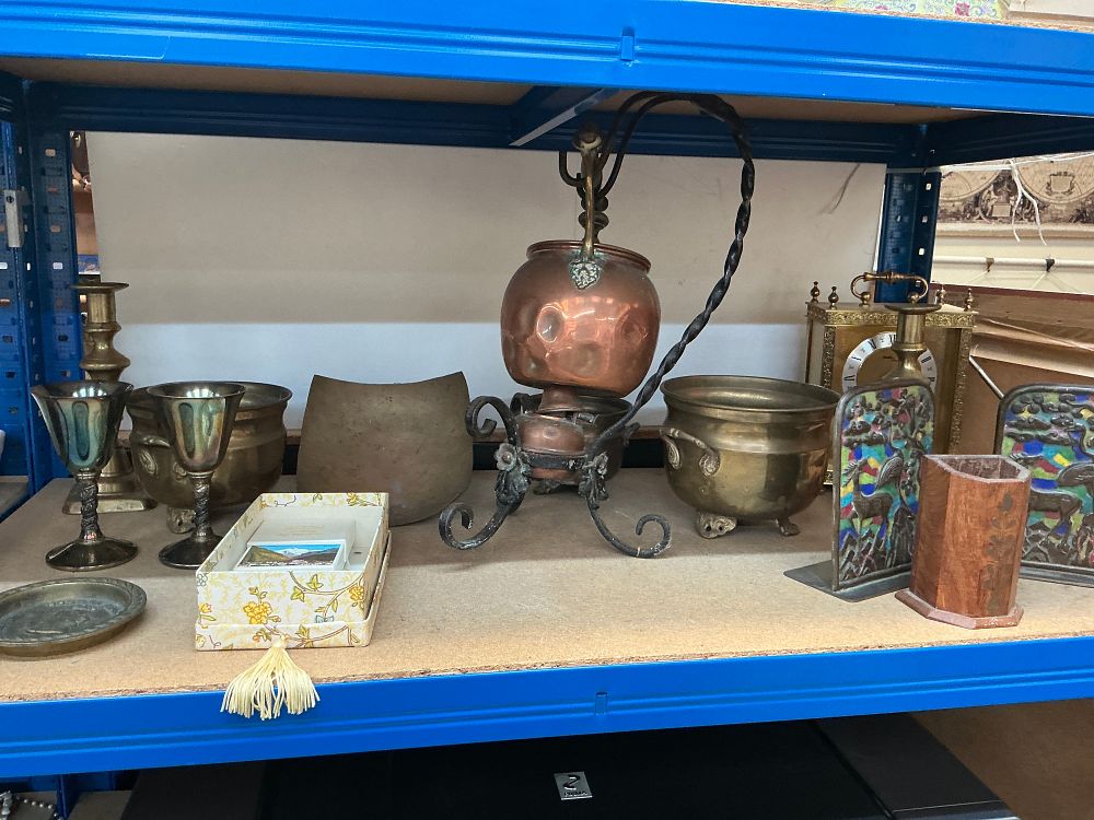 Lot 276: A Collection of Assorted Metalware and Decorative Objects Including an Avia Comete Clock