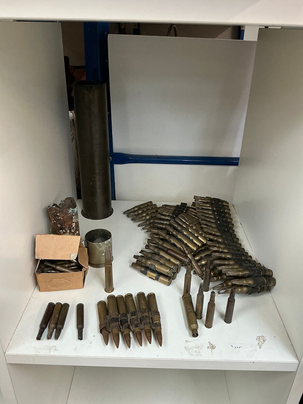 Lot 322: A Collection of Inert Military Ordnance and Spent Cartridges including a Large Artillery Style Shell Case