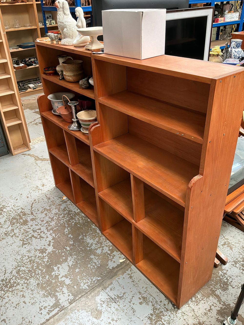 Lot 340: A Mid-Century Modern Style Teak Wood Pigeonhole Wall Shelf Unit
