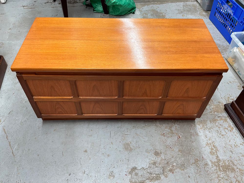 Lot 346: A Pair of Mid Century Modern Parker Knoll Teak Veneer Sideboard and Corner Cupboard