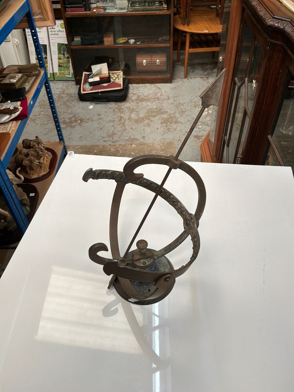 Lot 350: A Weathered Cast Metal Armillary Sphere Garden Sundial