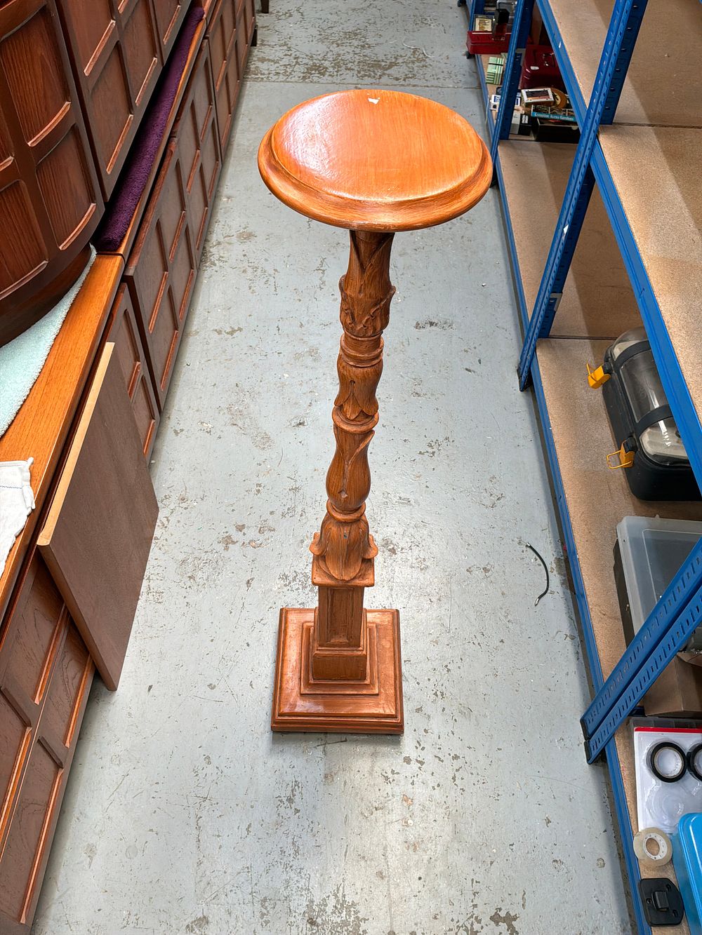 Lot 351: A Tall Carved Metal Pedestal Plant Stand In A Folate Design