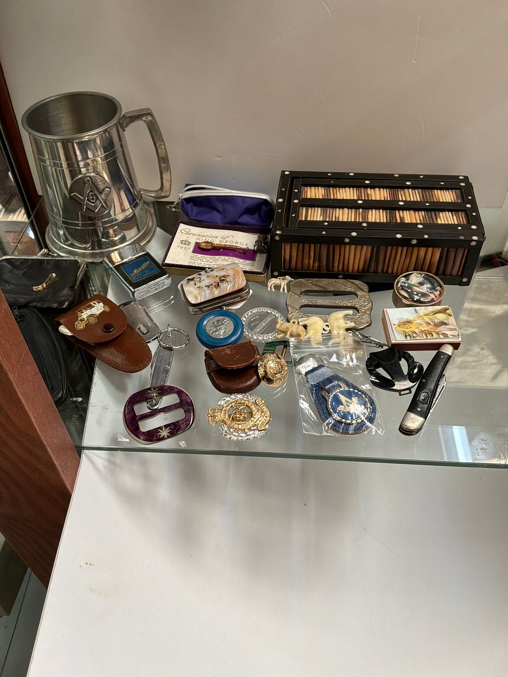 Lot 365: A Collection of Vintage Collectibles and Memorabilia Including Masonic and Military style Examples