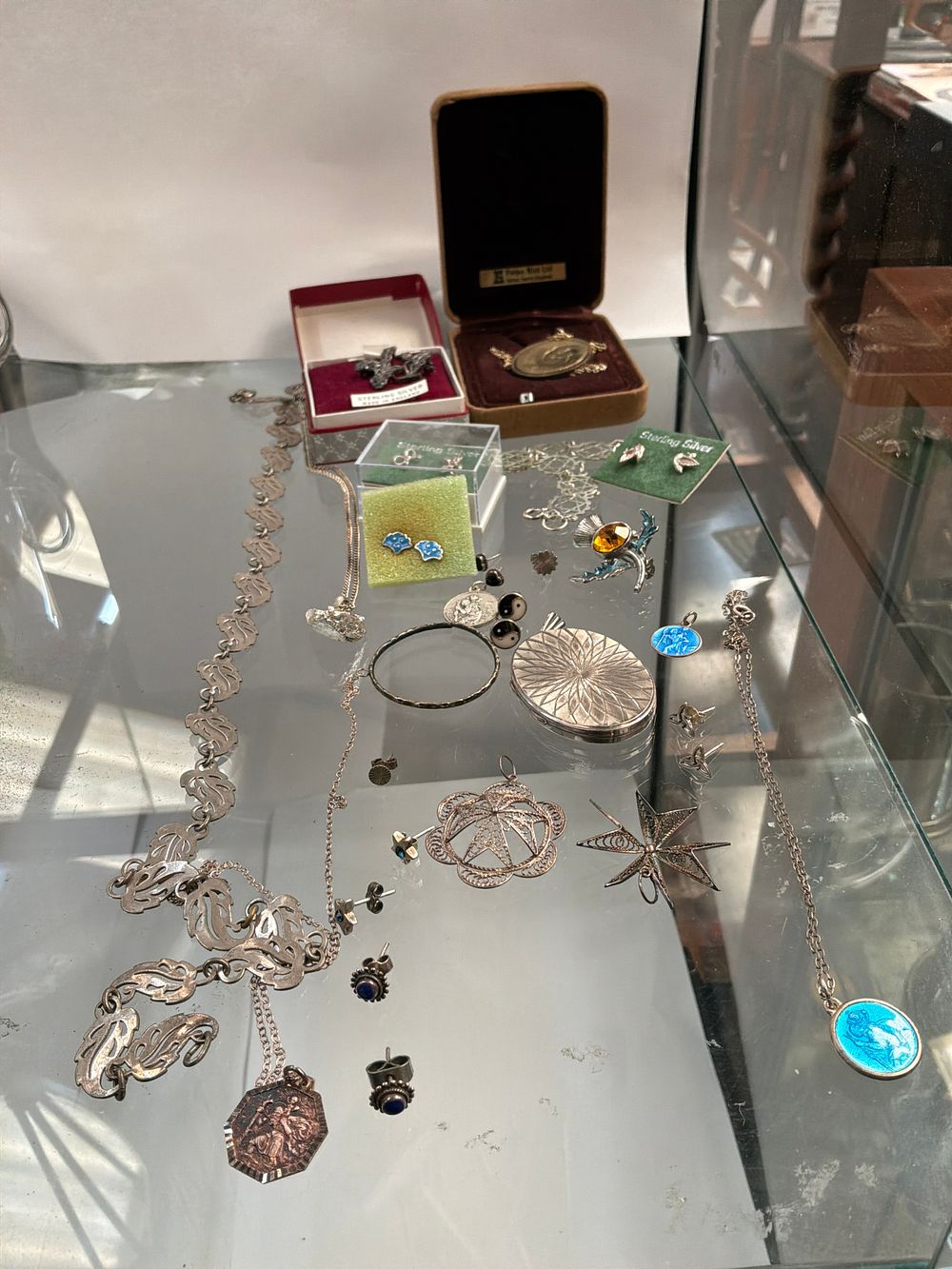 Lot 369: A Collection of Silver and Silver Toned Jewellery Including Pobjoy Mint and Marcasite Examples