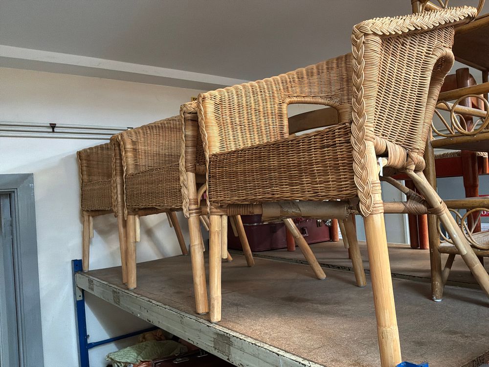 Lot 415: A Trio of Mid-Century Design Wicker and Bamboo Armchairs