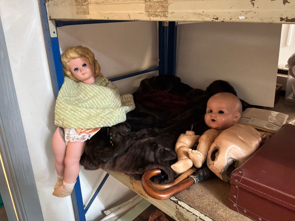 Lot 417: A Collection of Vintage Composition Dolls and Component Parts including Faux Fur Textiles