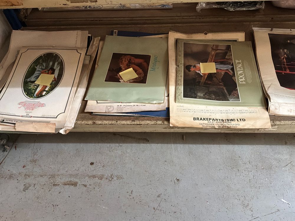Lot 418: A Trio of Vintage Glamour Wall Calendars Including Ferodo and Mystique Examples