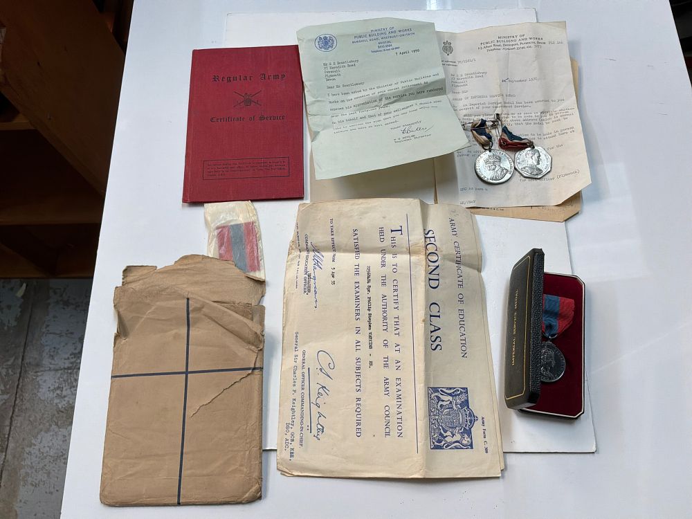 Lot 421: A Collection of Military and Civil Service Documentation and Medals including an Imperial Service Medal in Presentation Case