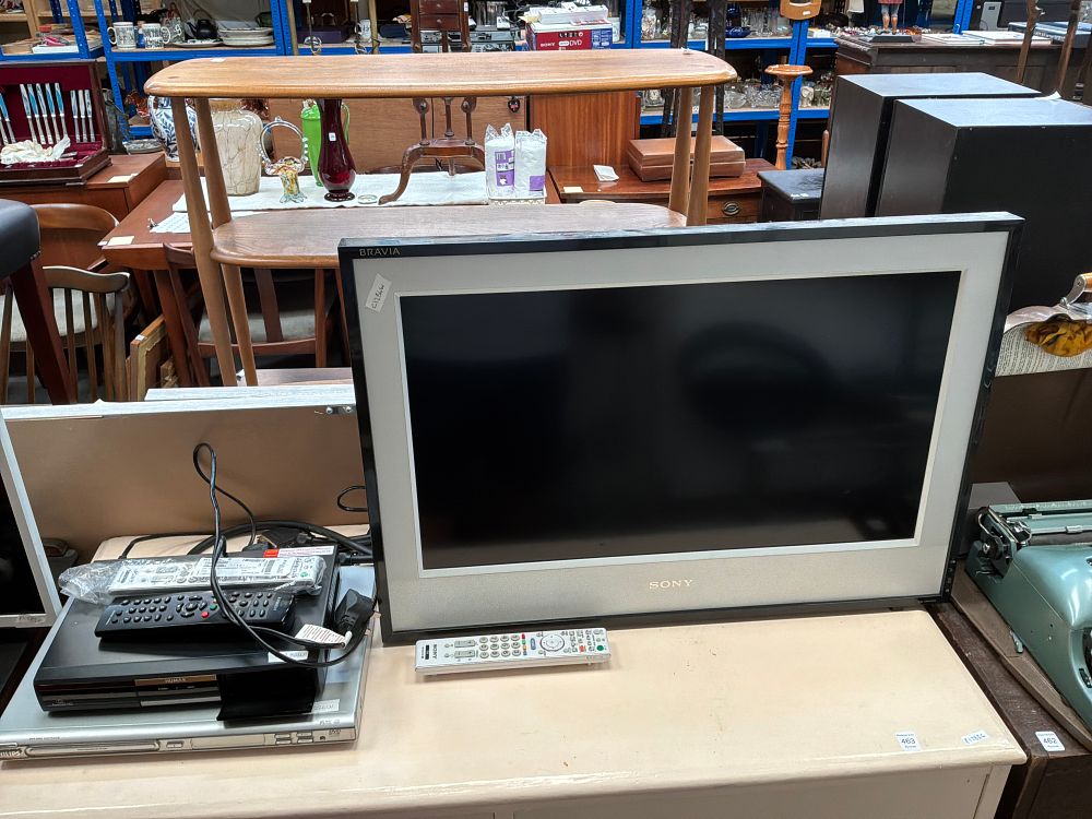 Lot 464: A Trio of Electronics Including a Sony LCD Television a Humax Digital Recorder and a Philips DVD Player
