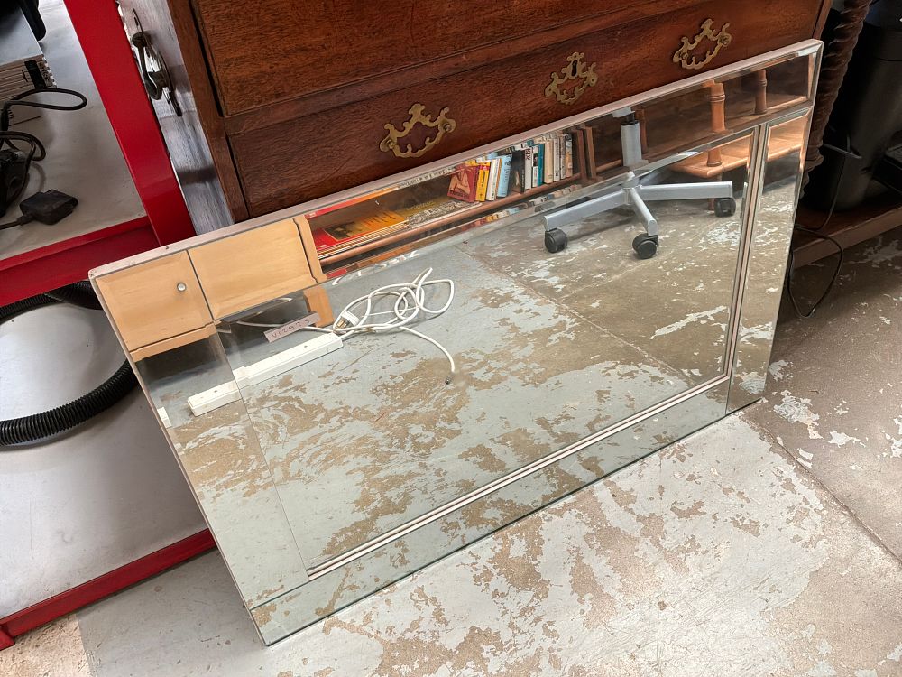 Lot 468: A Contemporary Multi-Panel Mirror-On-Mirror Rectangular Wall Mirror