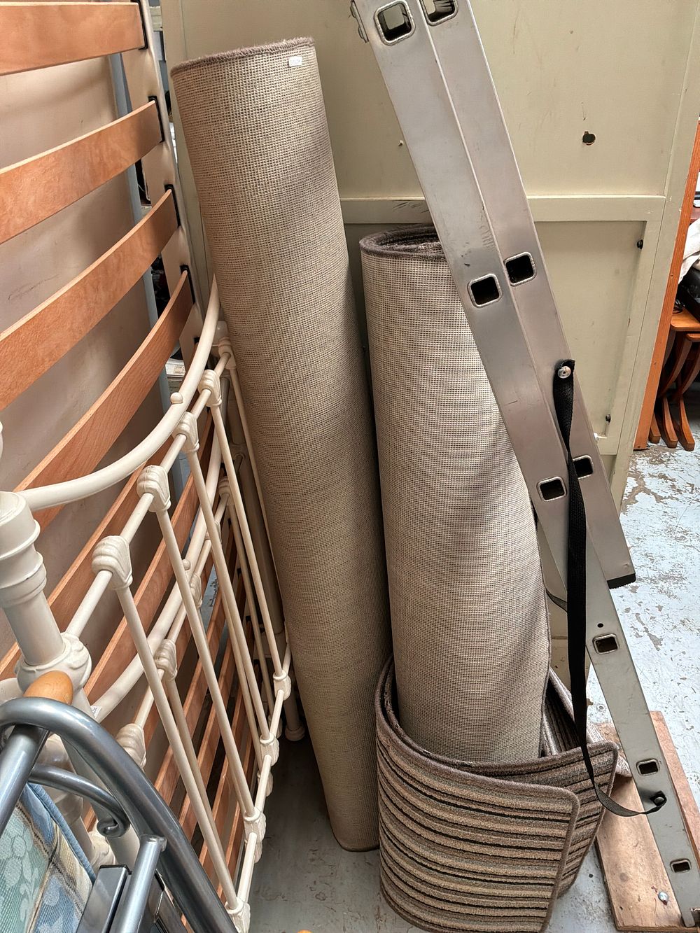 Lot 477: Two Machine Woven Contemporary Synthetic Rug Runners Including One Striped Example and Two Small Floor Mats