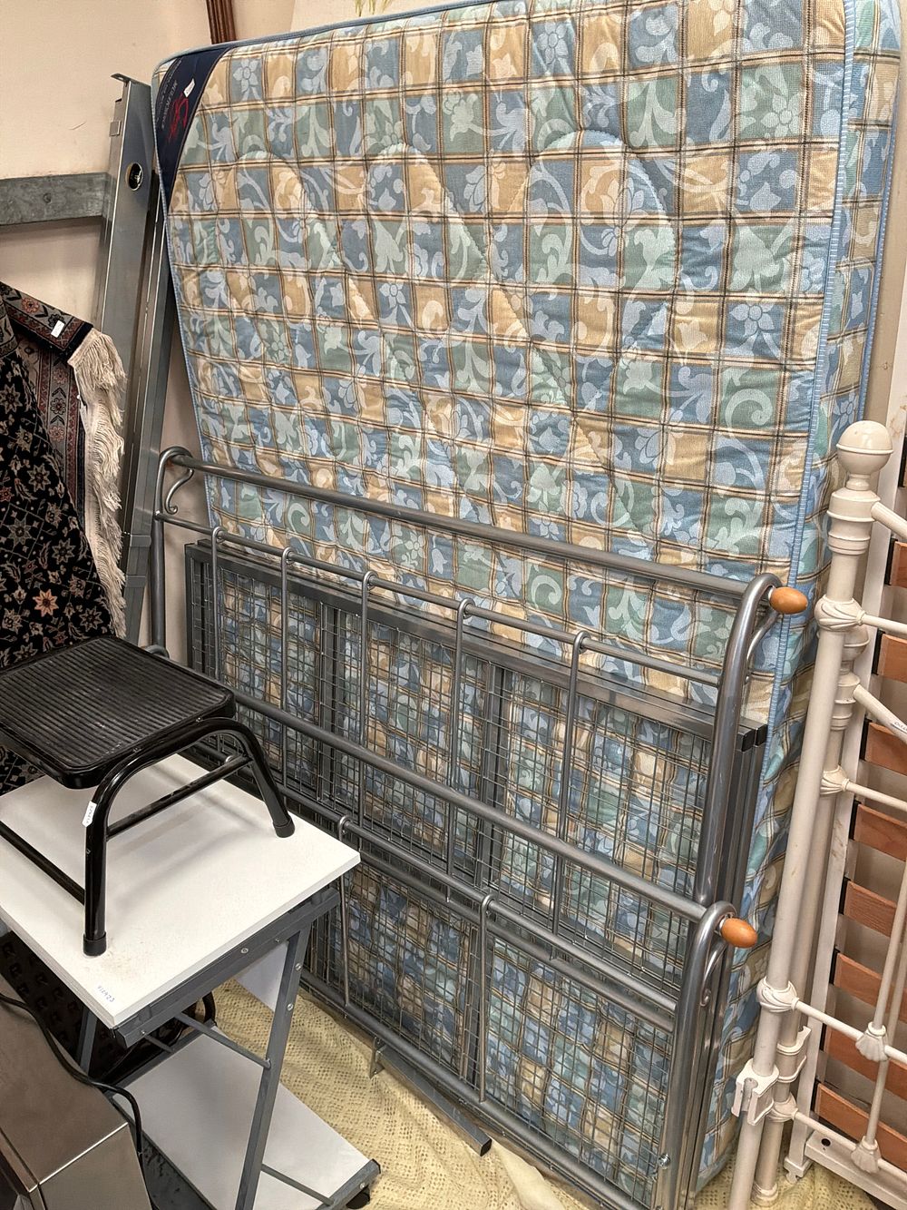 Lot 480: Metal double bed frame and mattress
