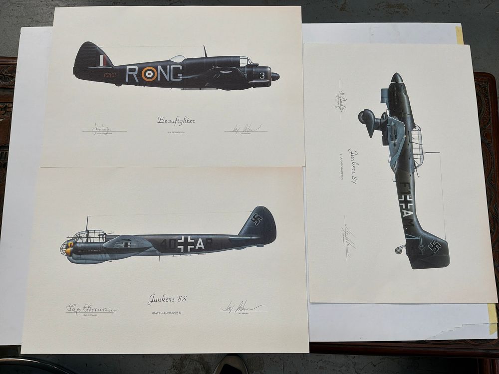 Lot 502: A Collection of Three Aircraft Prints and RAF Bentley Priory Memorabilia Including Jay Ashurst and Gaunt London Examples