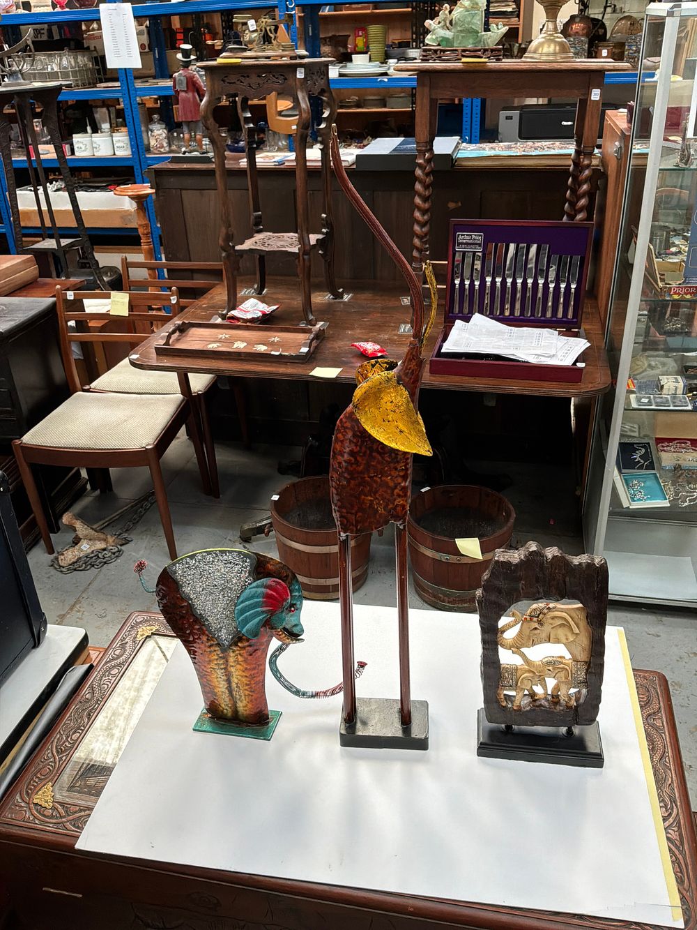 Lot 505: A Trio of Contemporary Stylised Elephant Sculptures in Mixed Media