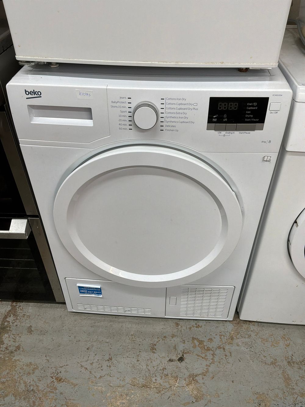 Lot 531: A Beko 8kg White Condenser Tumble Dryer