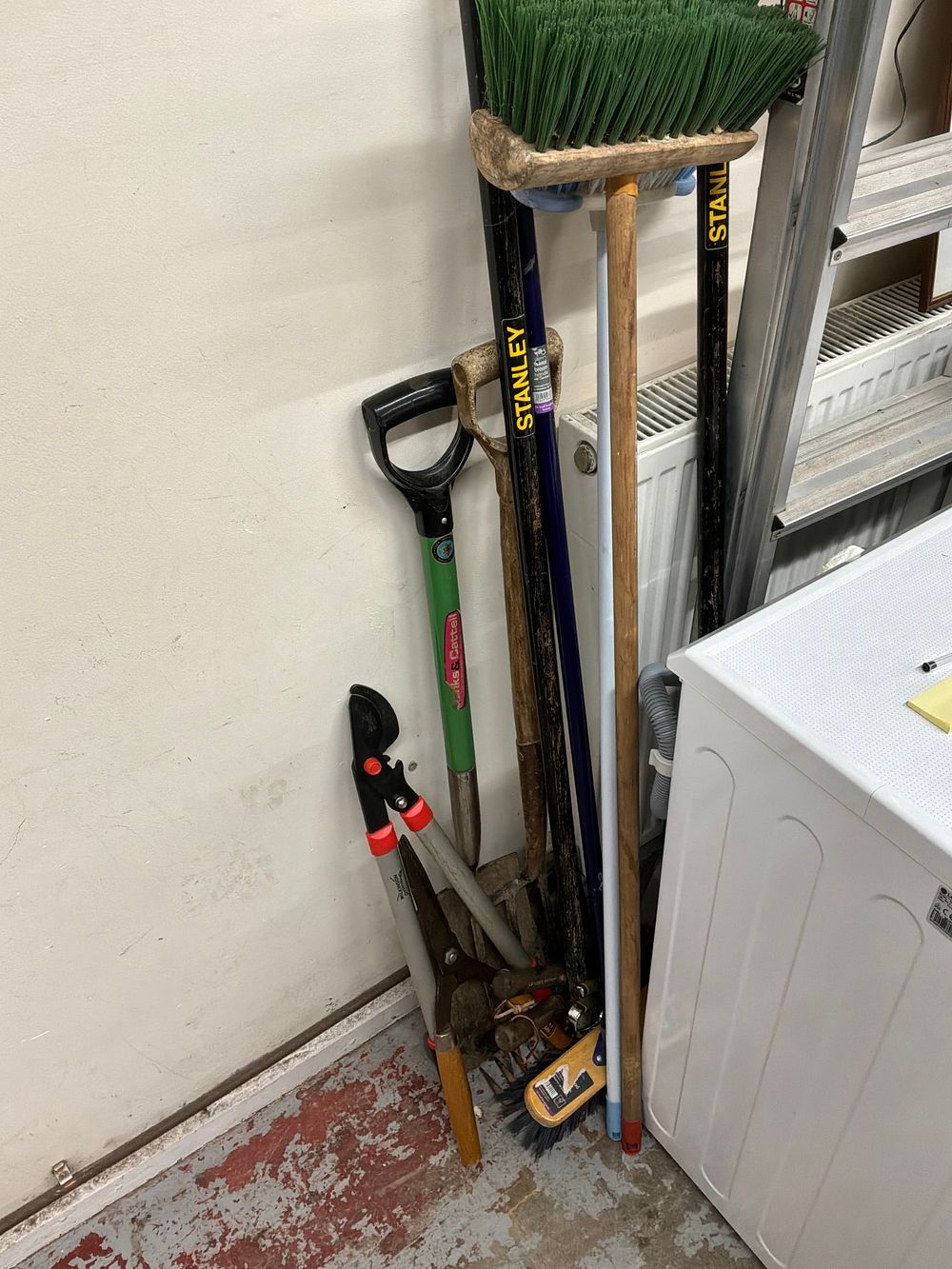 Lot 534: A Collection of Garden Hand Tools and an Aluminium Folding Step Ladder including Stanley Examples