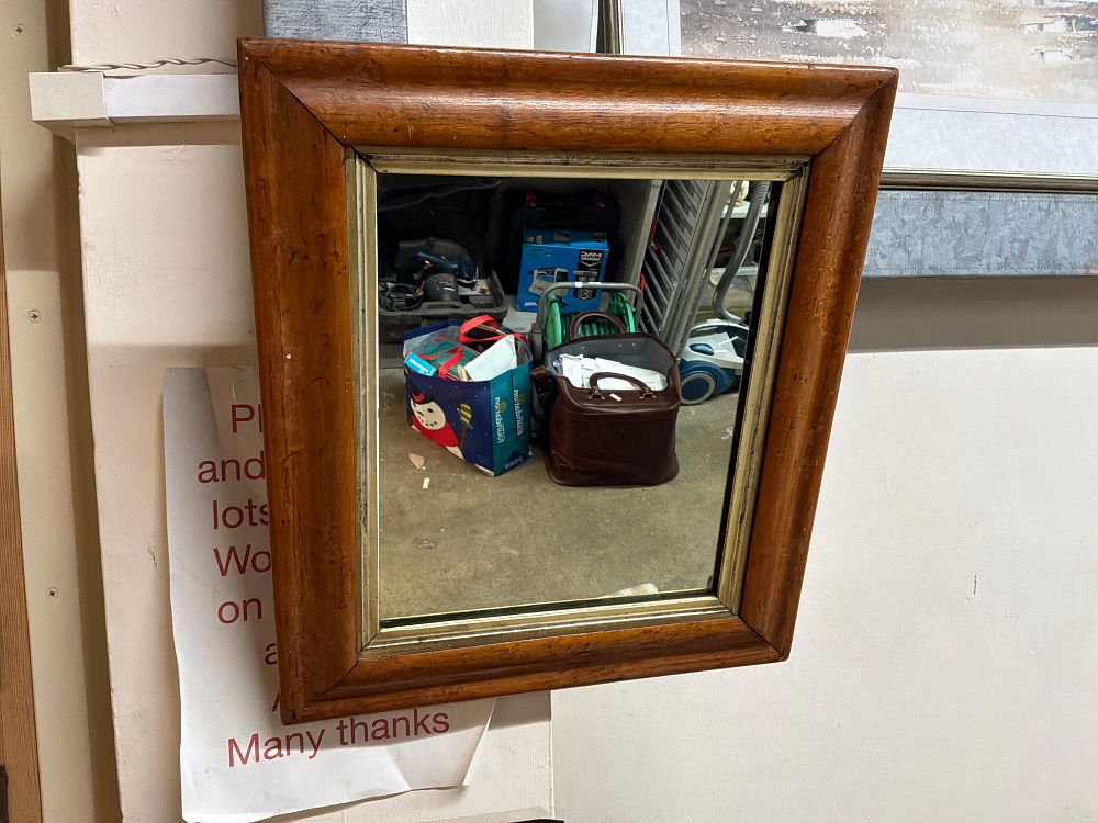 Lot 543: A Victorian or Edwardian Easel Back Wall Mirror with Gilt Liner