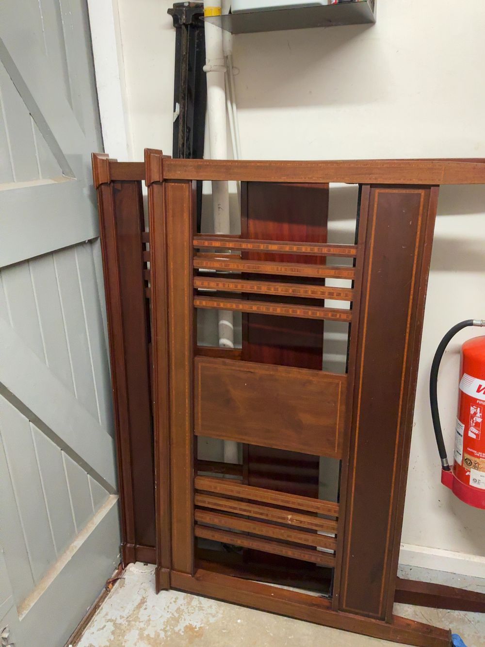 Lot 8: An Edwardian Style Mahogany and Satinwood Inlaid Double Bed Frame