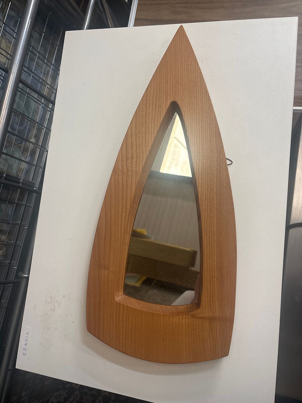 Lot 274: A Mid-Century Modern Style Solid Wood Wall Mirror Handcrafted by Will Witham