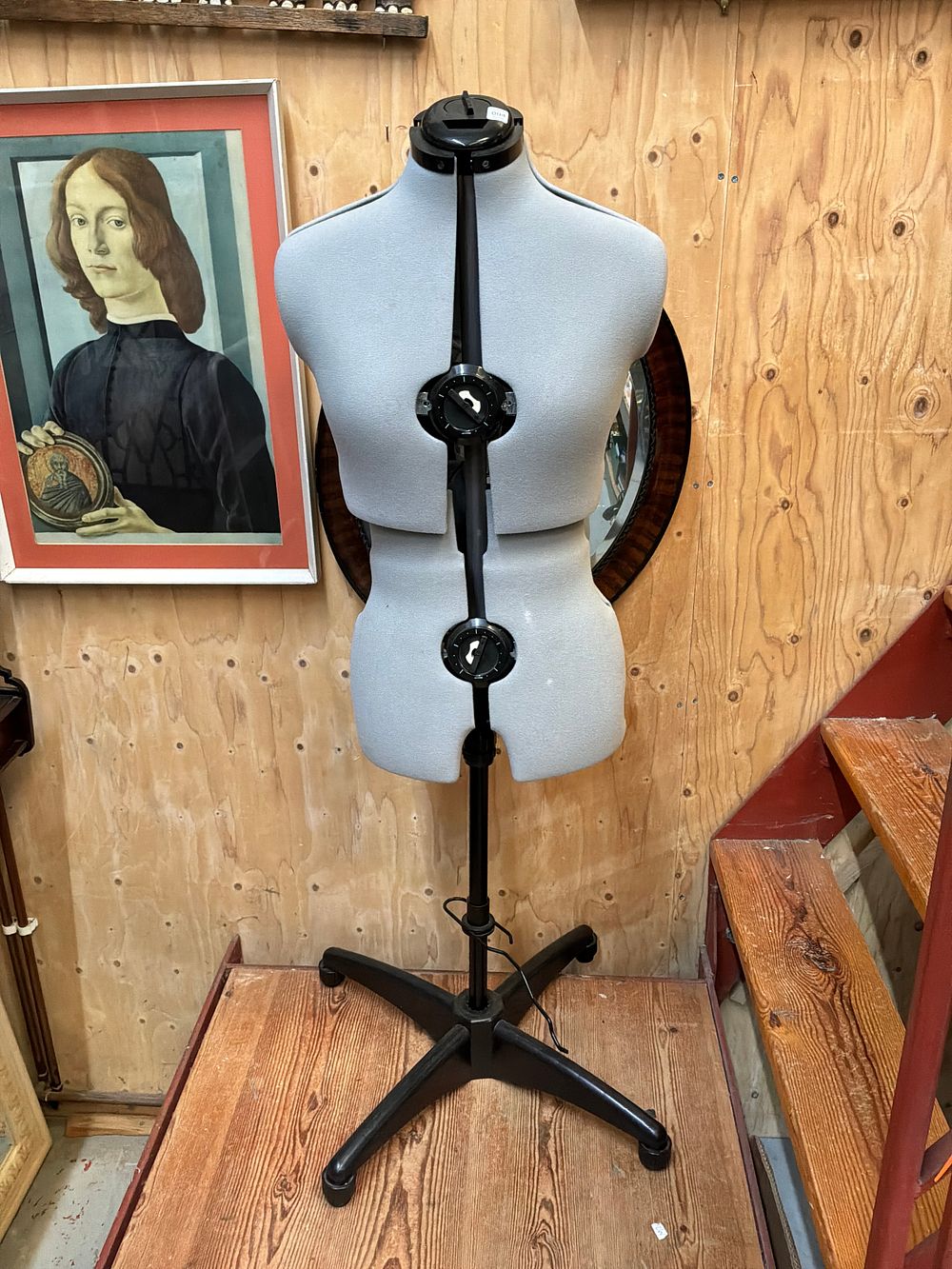 Lot 104: An Adjustable Dressmaker Mannequin with Four Legged Rolling Base