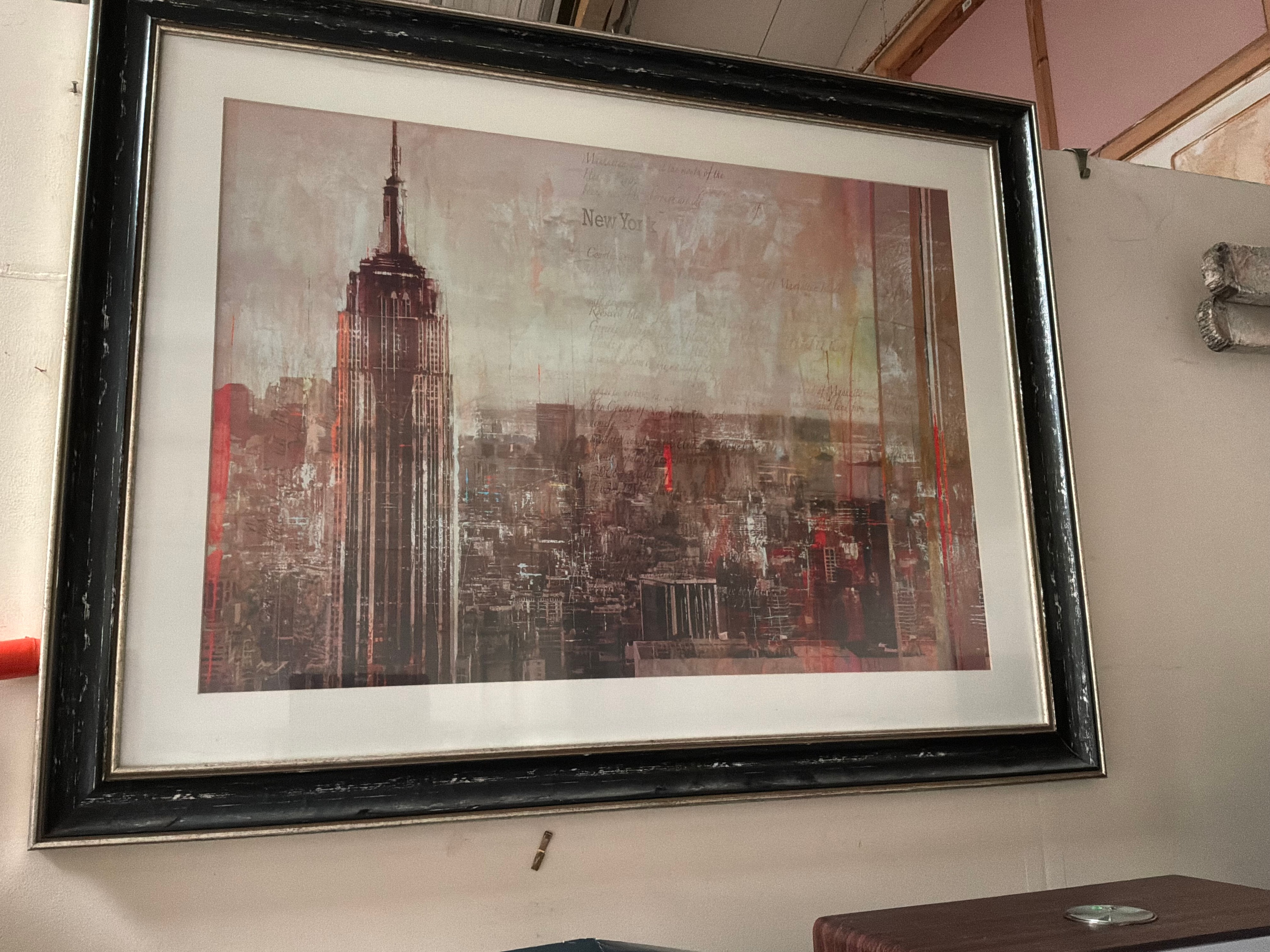 A Large Framed Contemporary Print of the Empire State Building and New York City Skyline