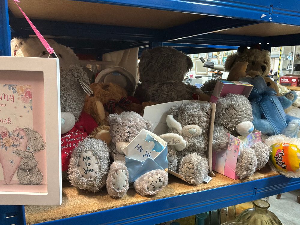 Lot 181: A Collection of Plush Teddy Bears and Framed Print Including Me to You Examples