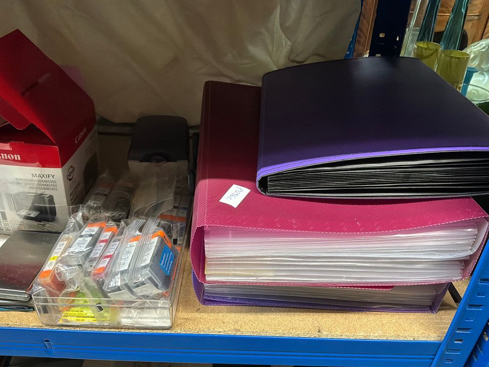 Lot 187: An Assortment of Office Supplies and Printer Consumables Including Canon Examples