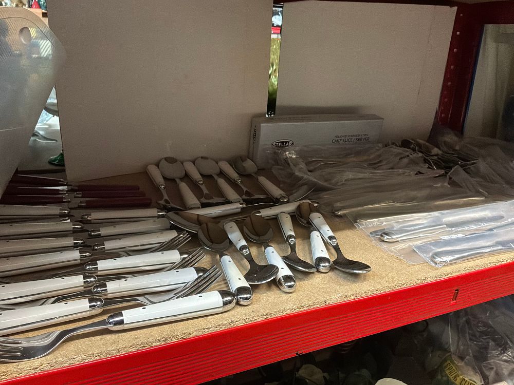 Lot 192: A Collection of Stainless Steel Flatware and Serving Pieces including David Mellor and Stellar Examples