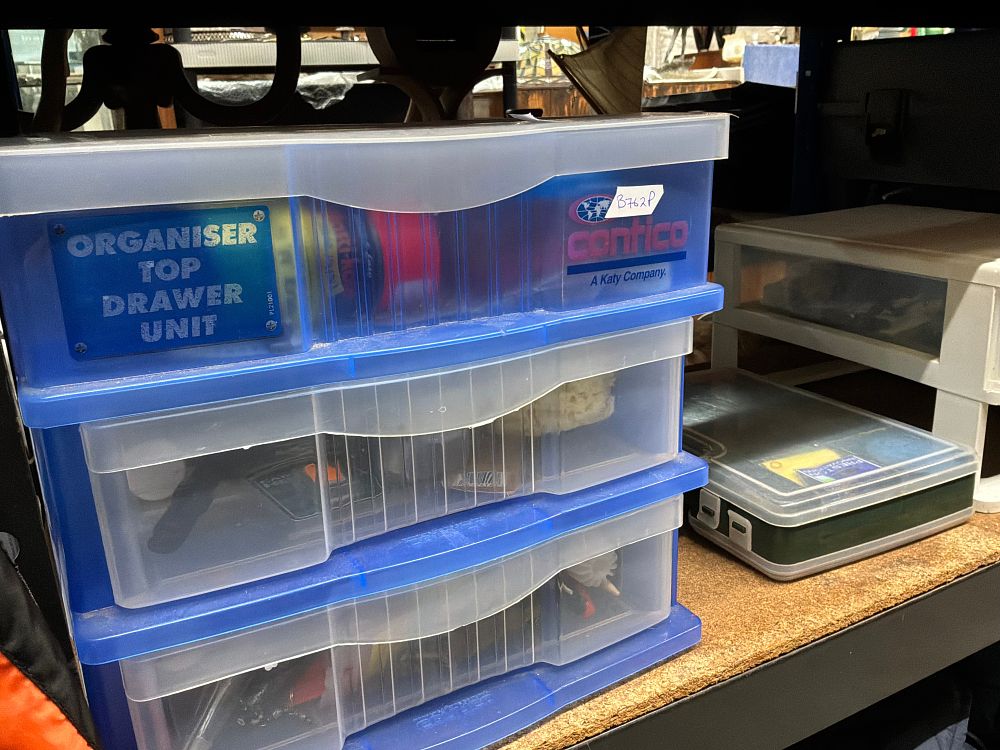 Lot 209: A Collection of Fishing Tackle and Accessories including Plano and Contico Storage Units