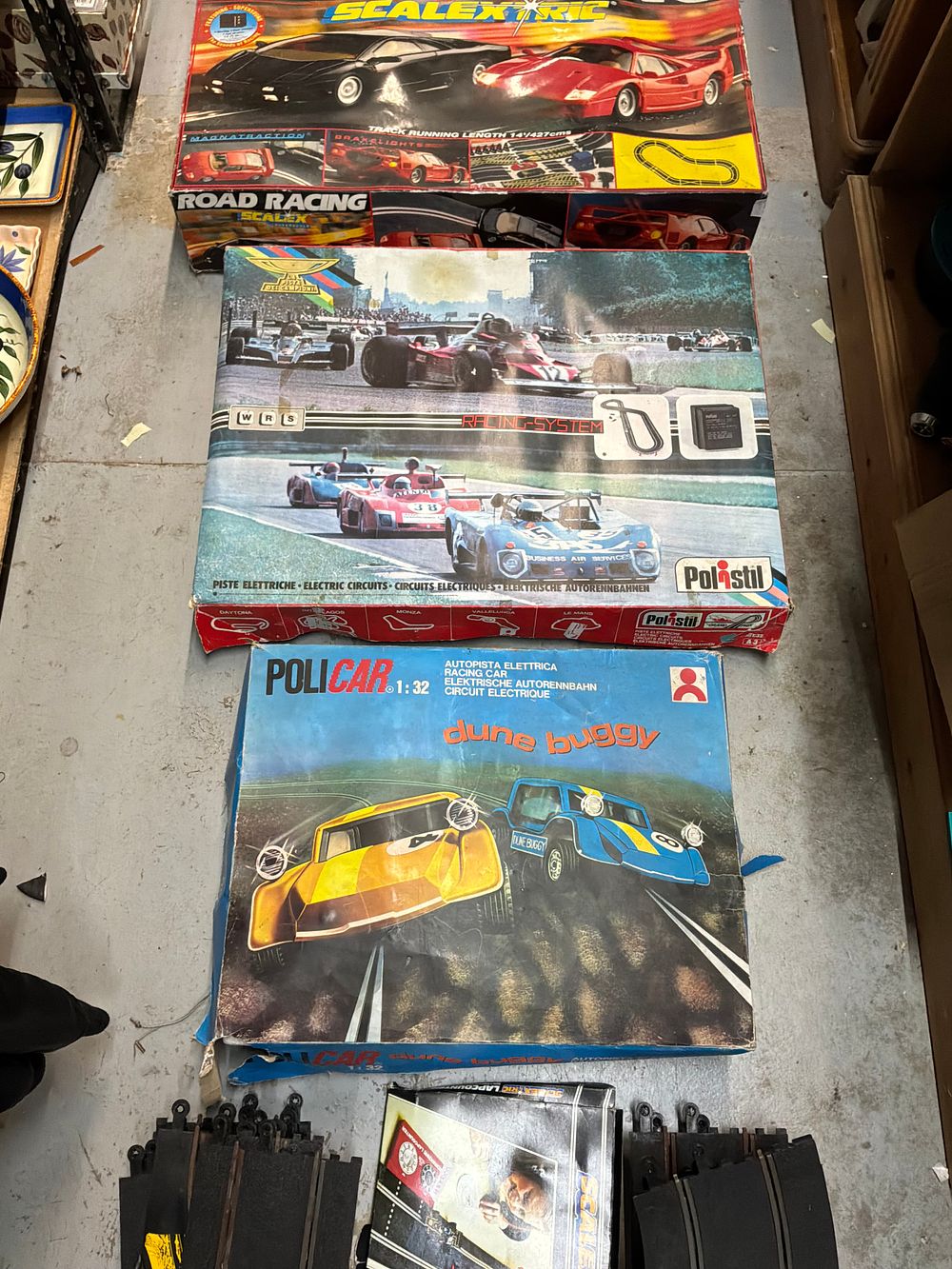 Lot 220: A Collection of Vintage Slot Car Racing Sets Including Scalextric and Polistil Examples