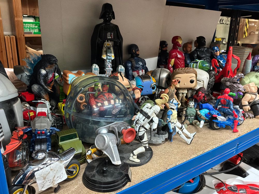 Lot 227: A Collection of Star Wars and Marvel Plastic Action Figures and Collectibles Including Funko Pop! Examples
