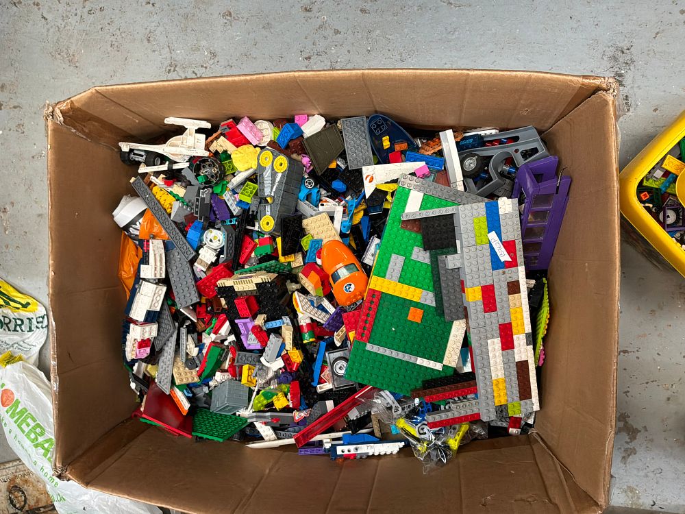 Lot 232: A Collection of Assorted Plastic Construction Toy Components and Elements Including LEGO Examples