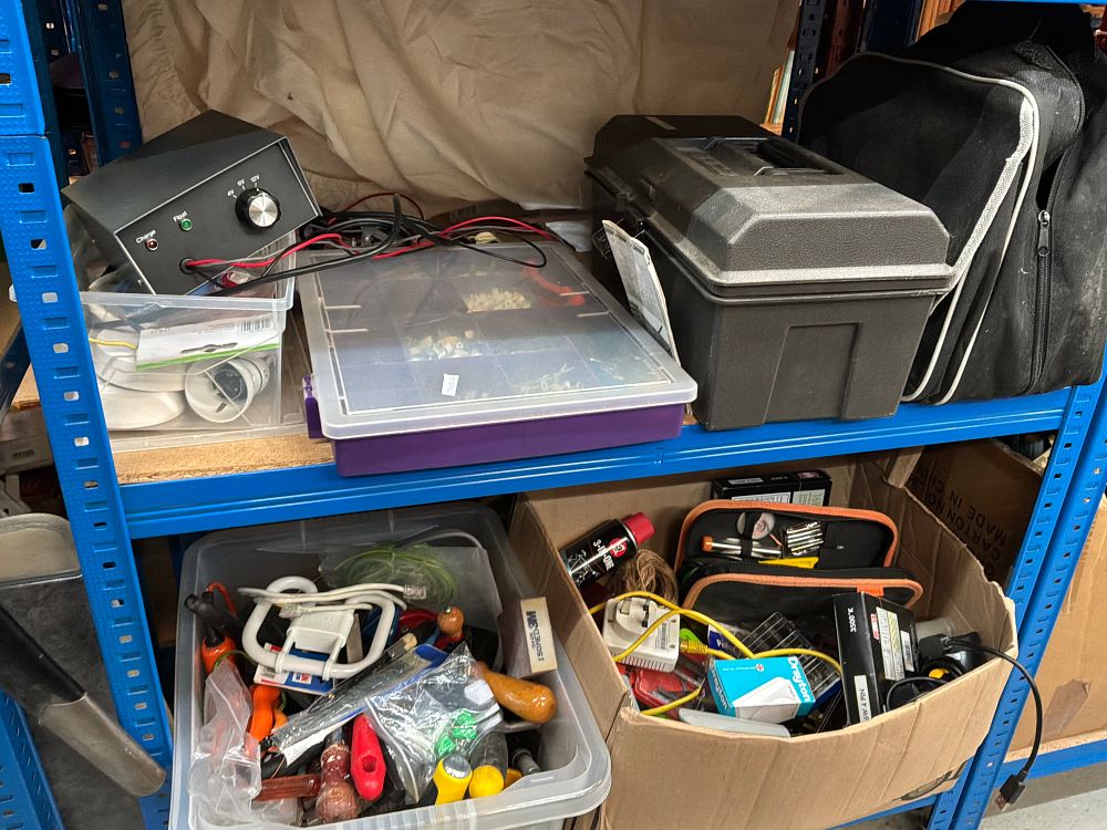 Lot 237: A Collection of Workshop Tools and Electrical Components Including Stanley and Diamondbrite Examples