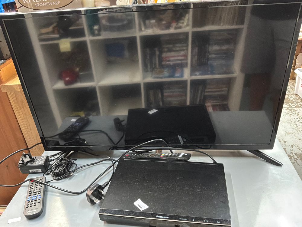 Lot 275: A Linsar 32 Inch HD LED Television and Panasonic DVD Player Lot