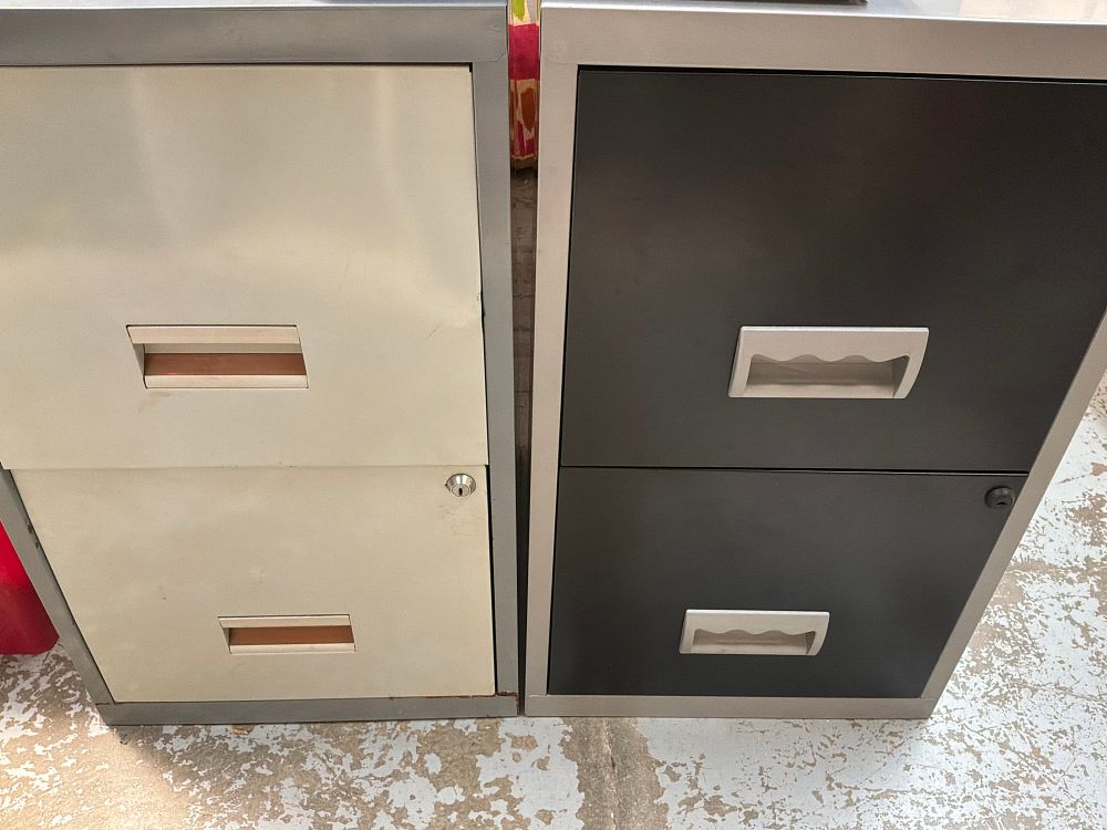 Lot 283: A Pair of Contemporary Two Drawer Metal Filing Cabinets