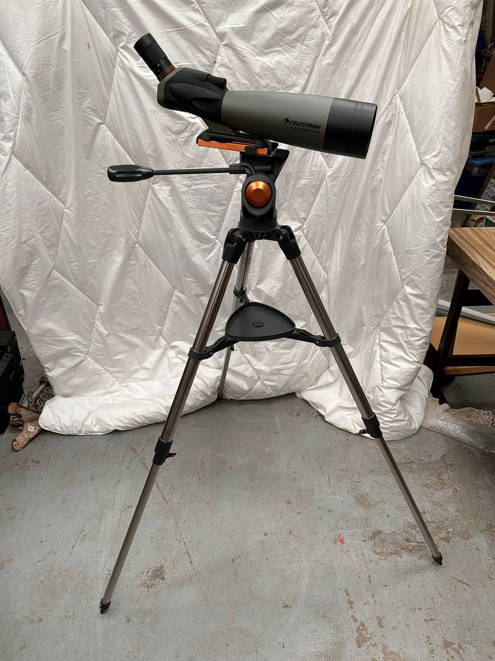 Lot 295: A Celestron Ultima 100 Refractor Spotting Scope with Heavy Duty Tripod