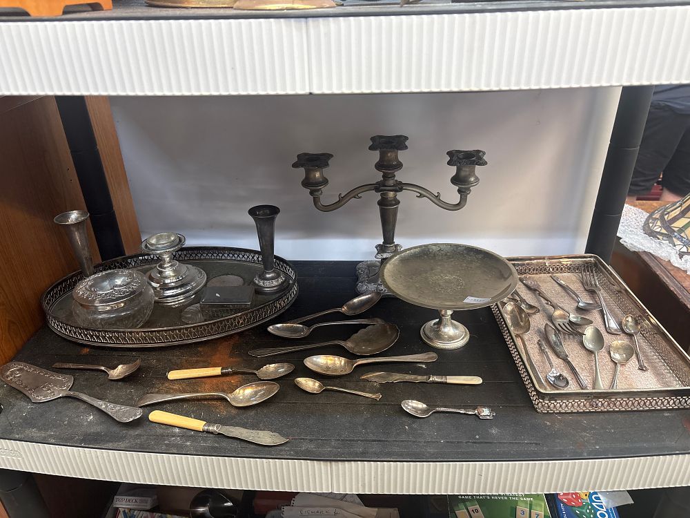 Lot 298: A Collection of Silver and Silver-Plated Tableware and Flatware
