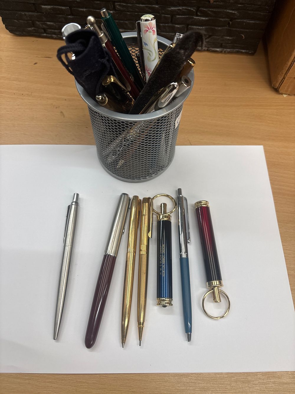 Lot 307: A Collection of Writing Instruments and Desk Accessories Including Parker and Sheaffer Examples