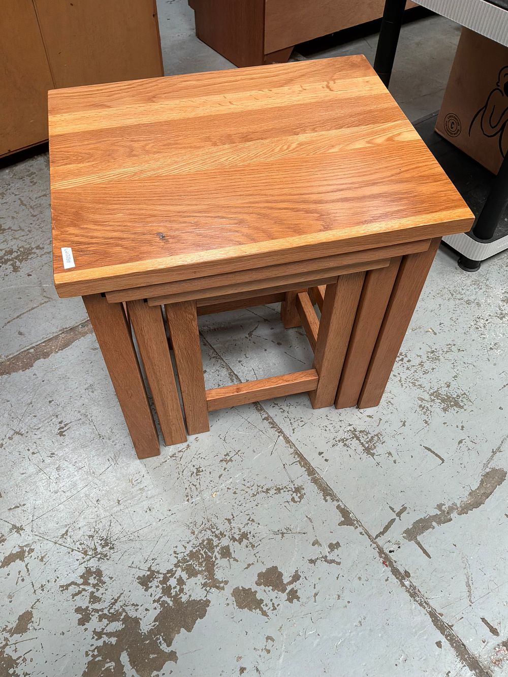 Lot 332: A Set of Three Contemporary Oak Nesting Tables
