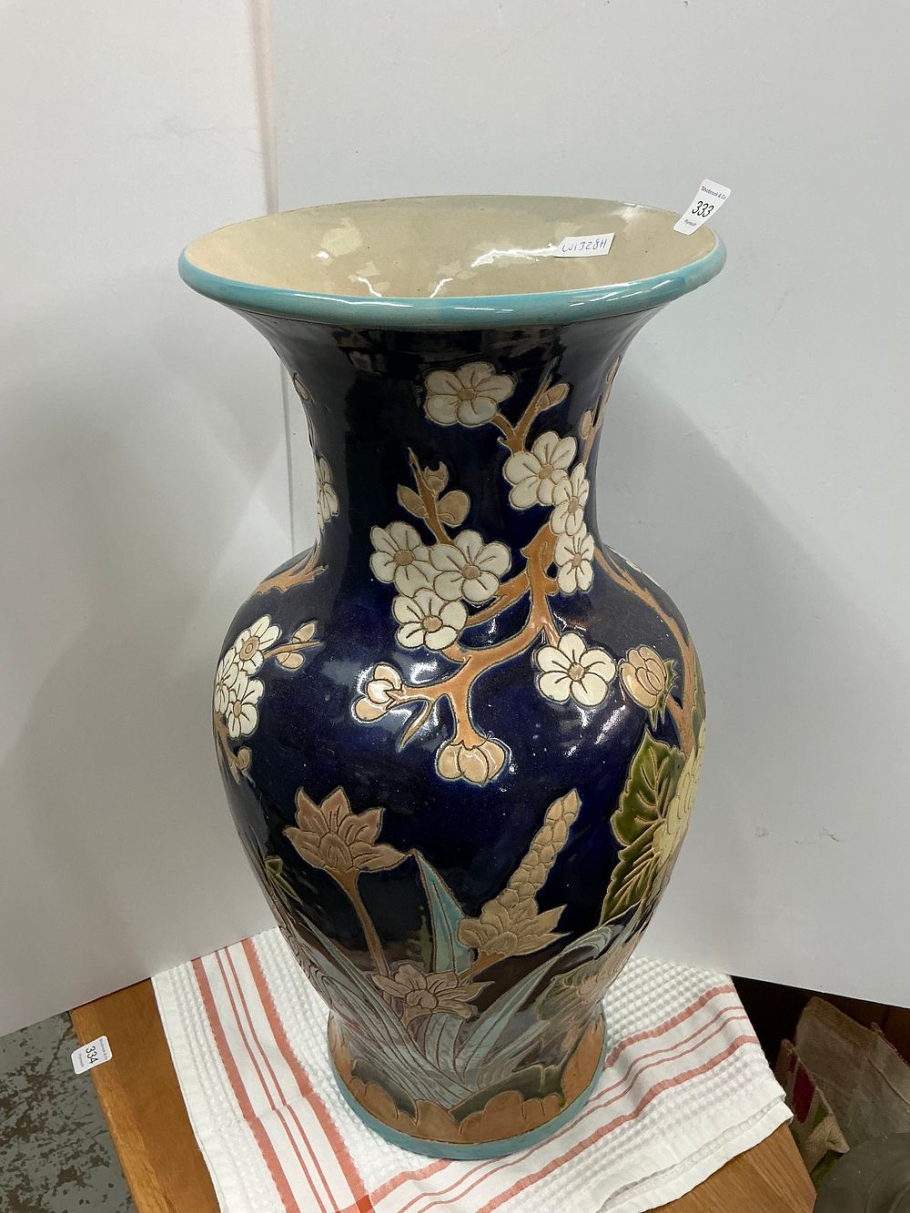 Lot 333: A Large Japanese style Tube-Lined Ceramic Floor Vase