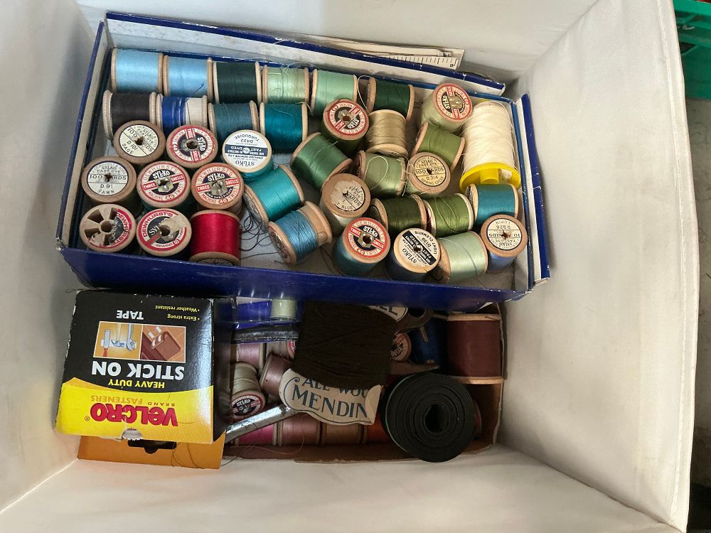 Lot 358: A Collection of Vintage Haberdashery and Sewing Supplies including Sylko Thread and Sirdar Patterns