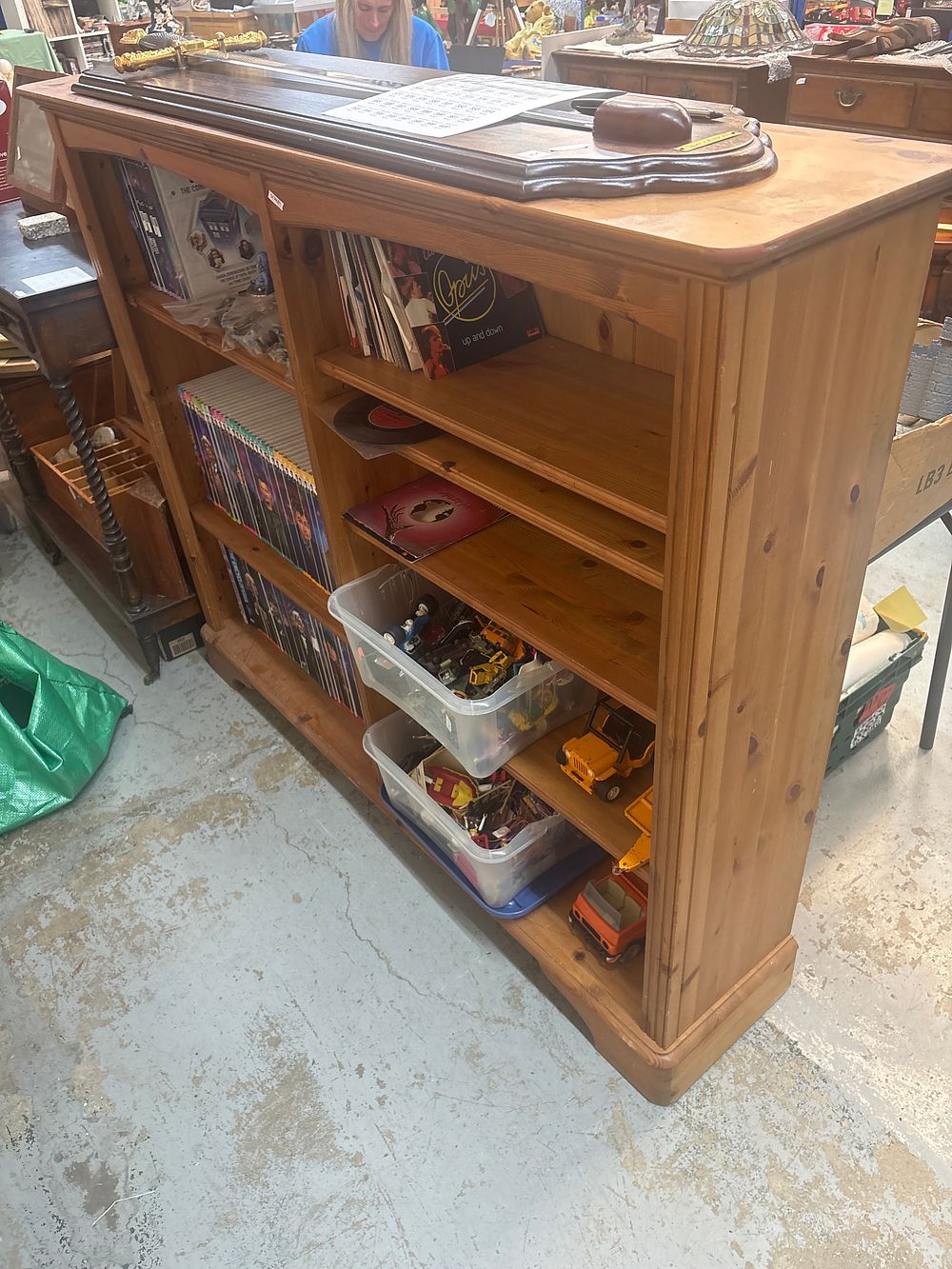 Lot 366: A Late Twentieth Century Open Front Solid Pine Bookshelf