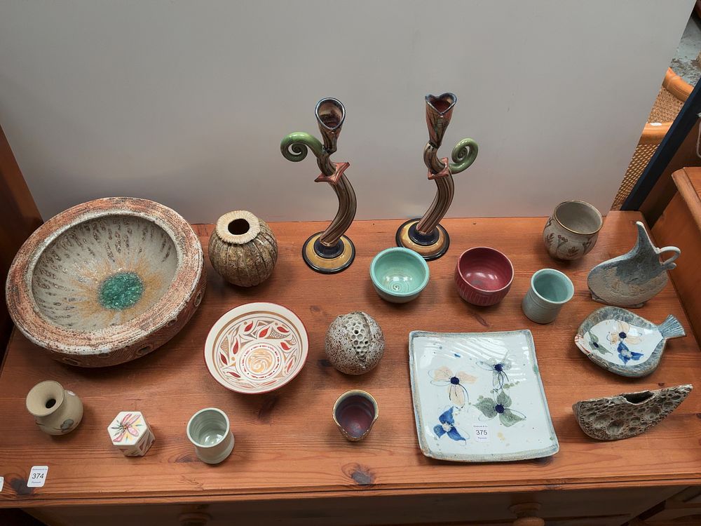 Lot 375: A Collection of Studio Pottery Including Examples Marked RC and AW