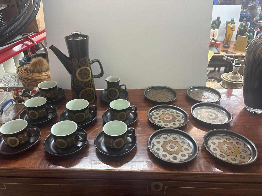 Lot 377: A Twenty Three Piece Set of Mid Century Modern Denby Stoneware Coffee Service