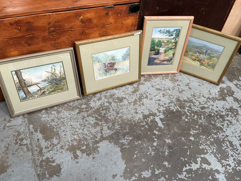 Lot 385: A Collection of Four Landscape Watercolours including Examples by Freda Isaac and A George Wortelhock
